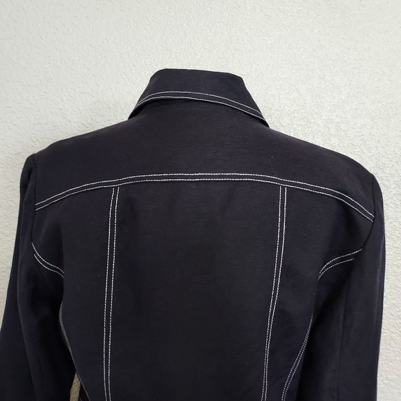 Silkland Black Linen Blend Blazer Jacket Size 12 - Picture 9 of 12